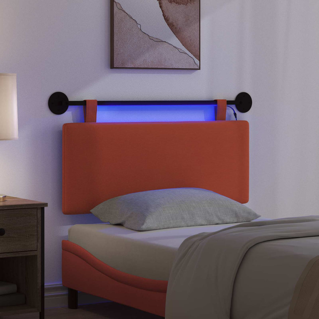 Hängendes Kopfteil Mit LED Licht Rot-Orange Cordstoff