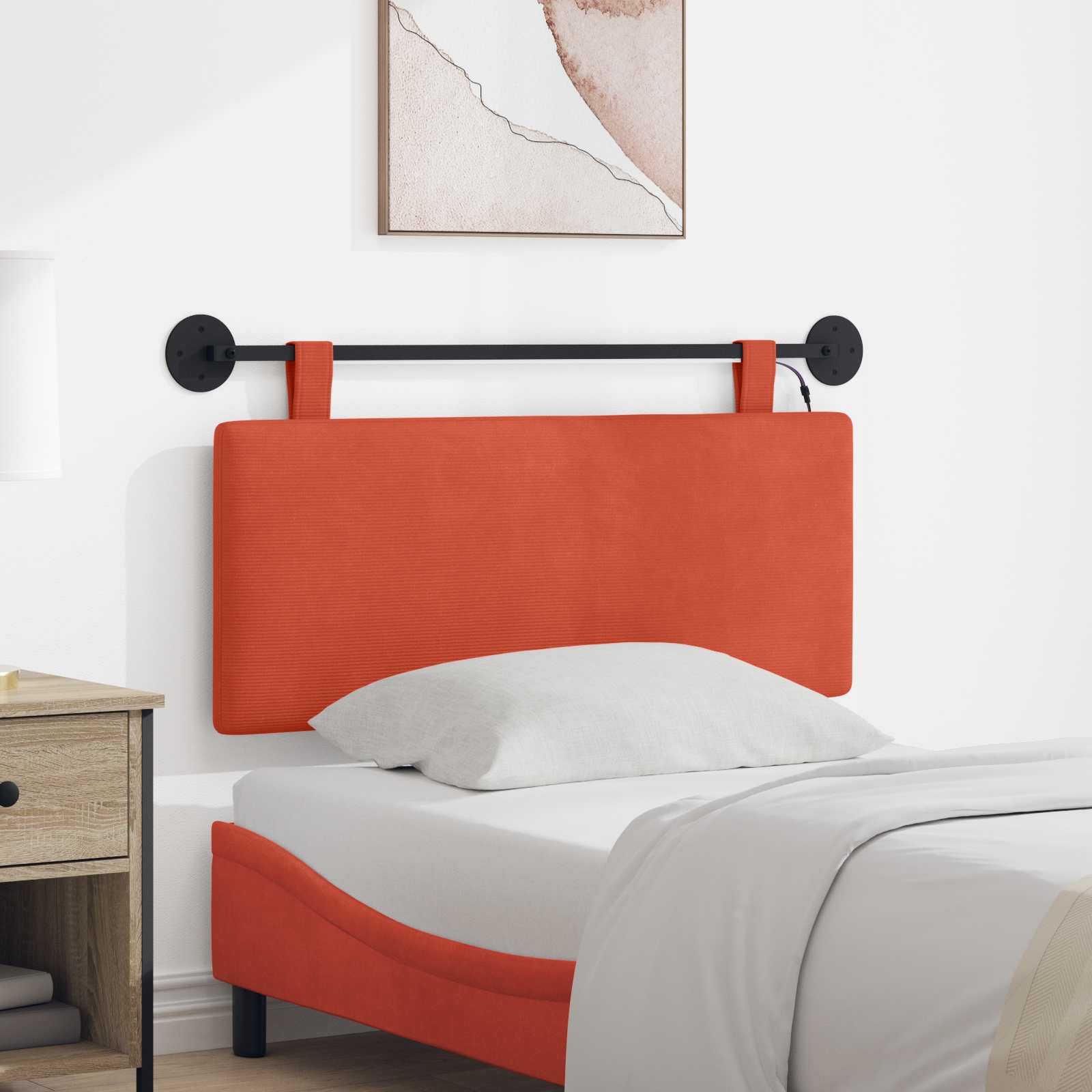 Hängendes Kopfteil Mit LED Licht Rot-Orange Cordstoff