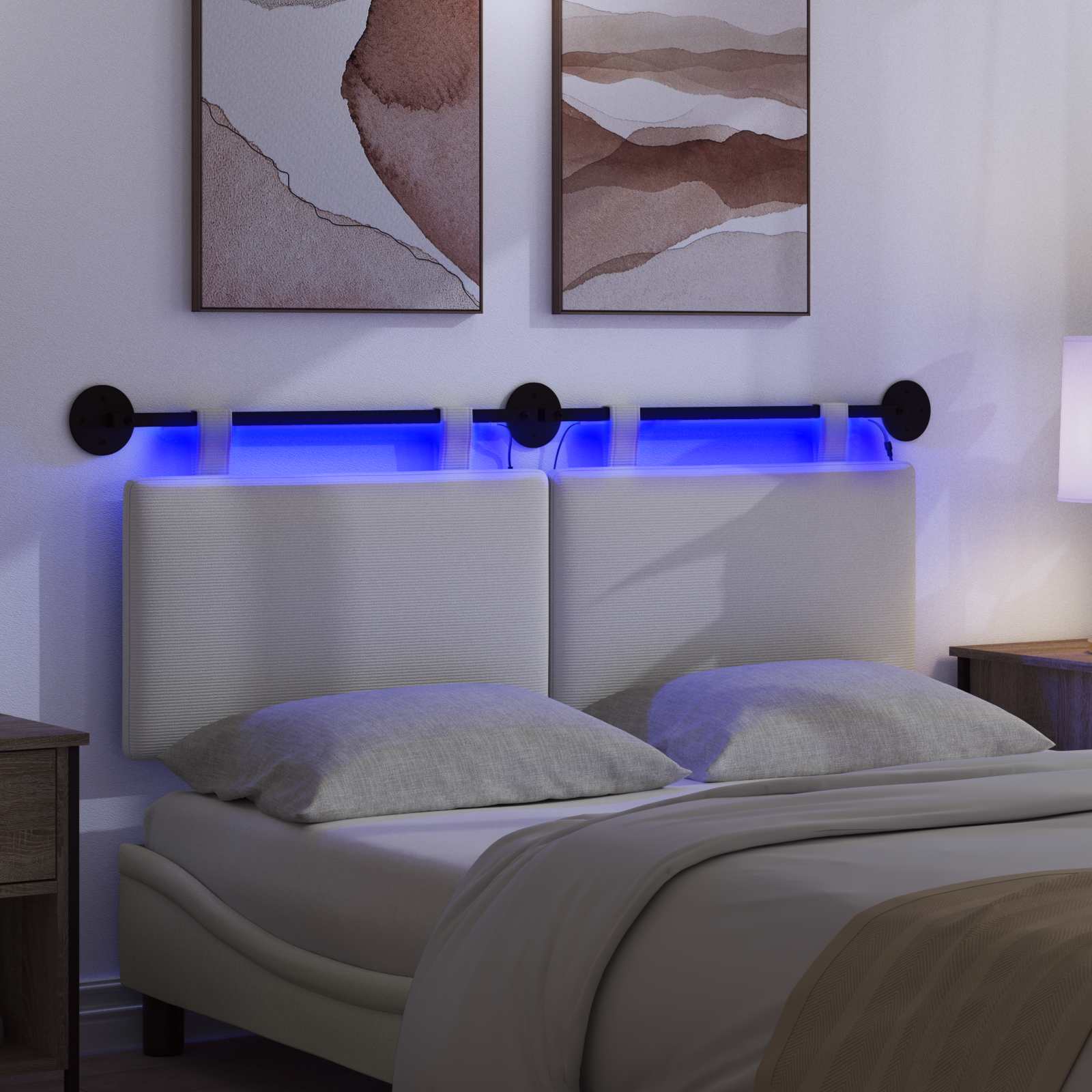 Hängendes Kopfteil Mit LED Licht Creme Cordstoff