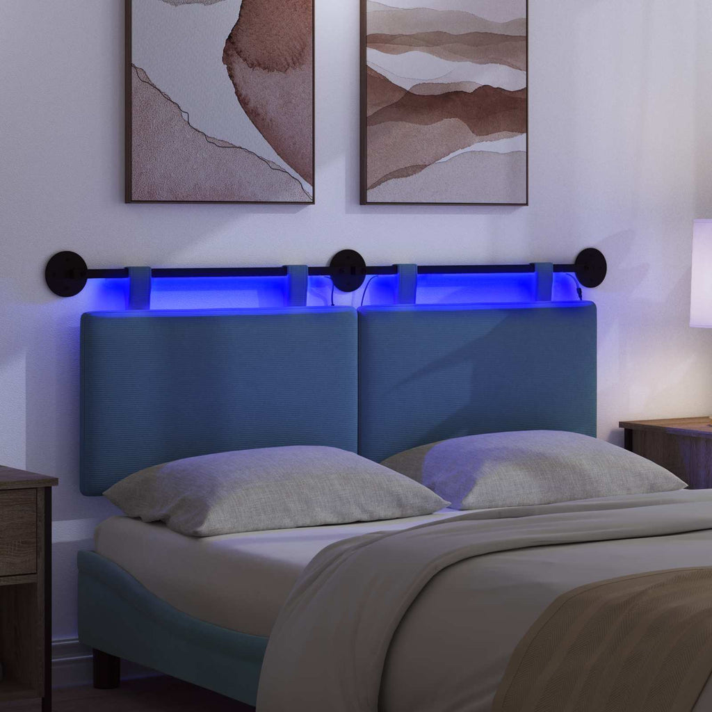 Hängendes Kopfteil Mit LED Licht Blau Cordstoff