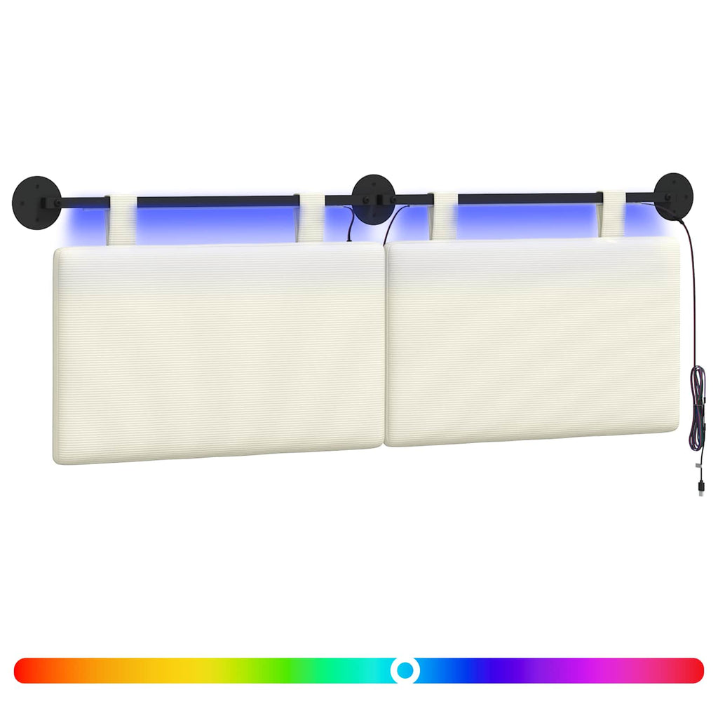 Hängendes Kopfteil Mit LED Licht Creme Cordstoff