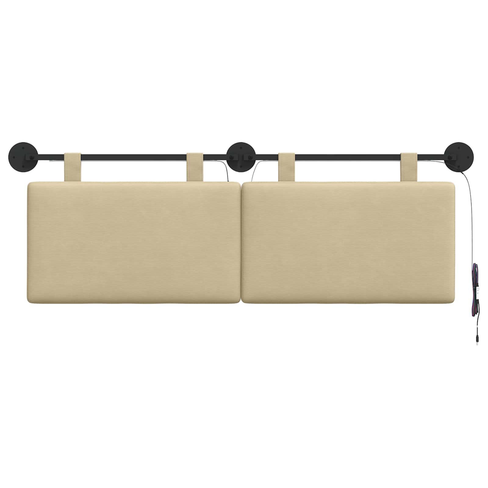 Hängendes Kopfteil Mit LED Licht Hellgrün-Grau Cordstoff