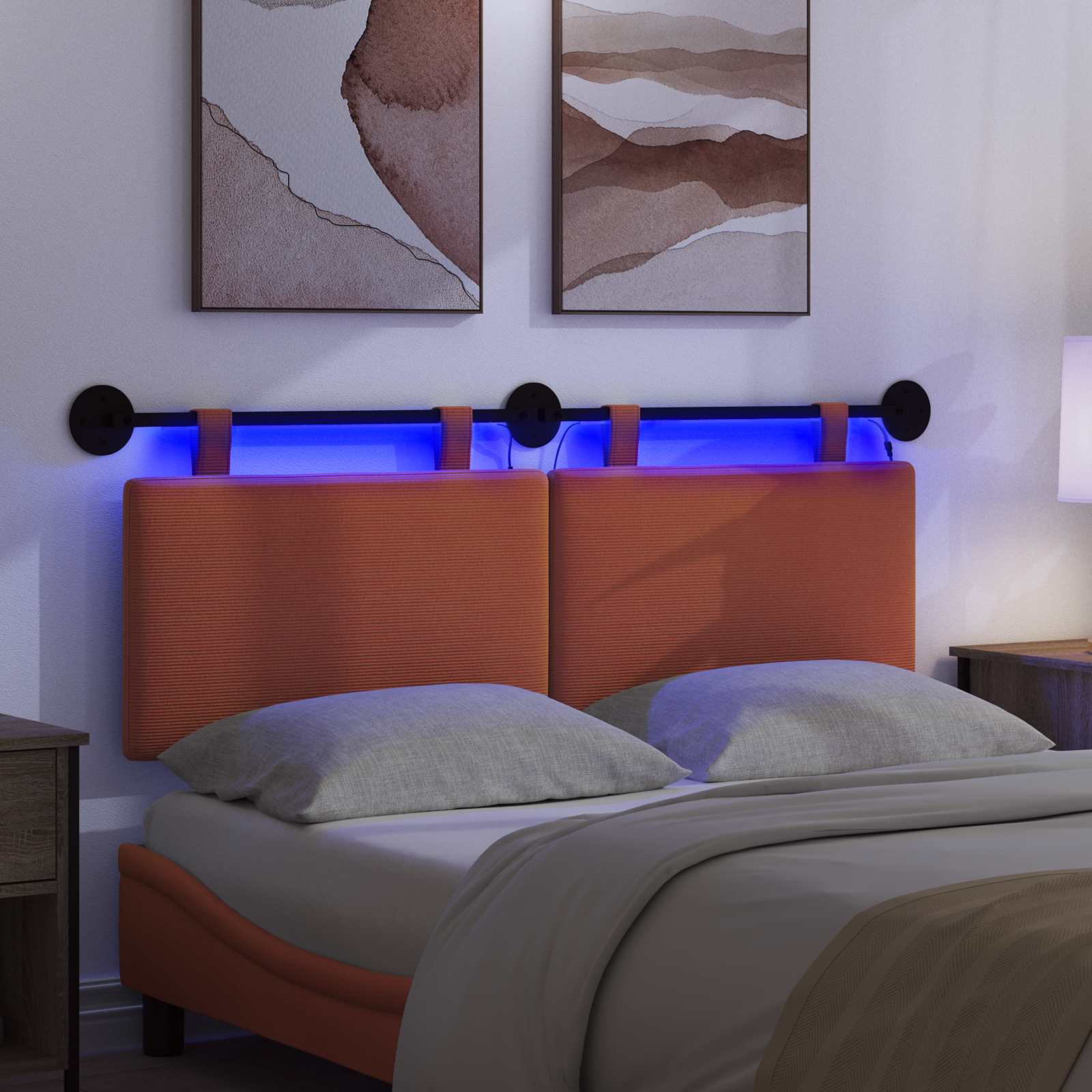 Hängendes Kopfteil Mit LED Licht Orange Cordstoff