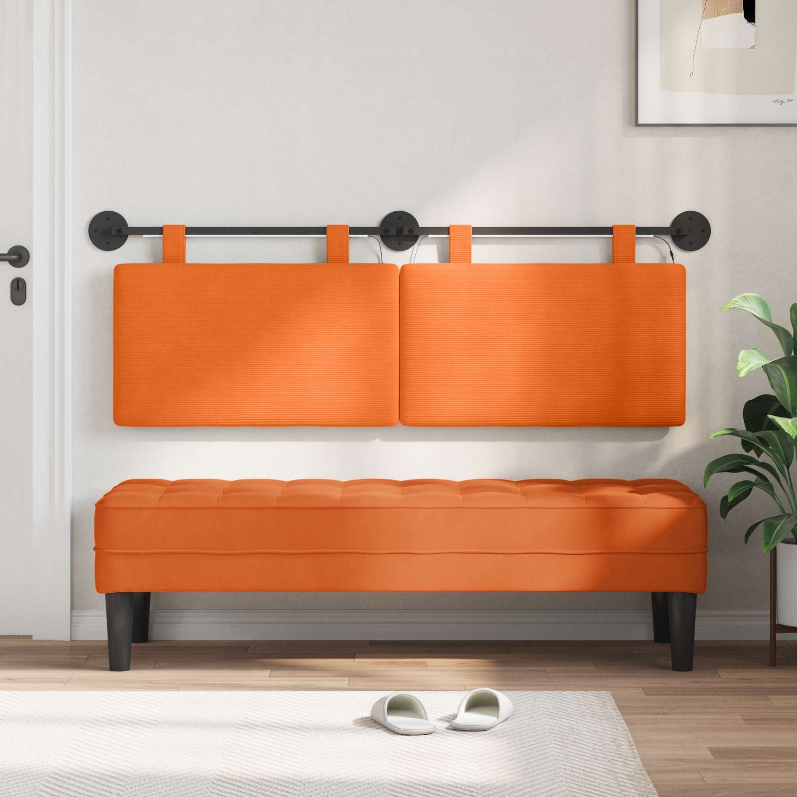 Hängendes Kopfteil Mit LED Licht Orange Cordstoff