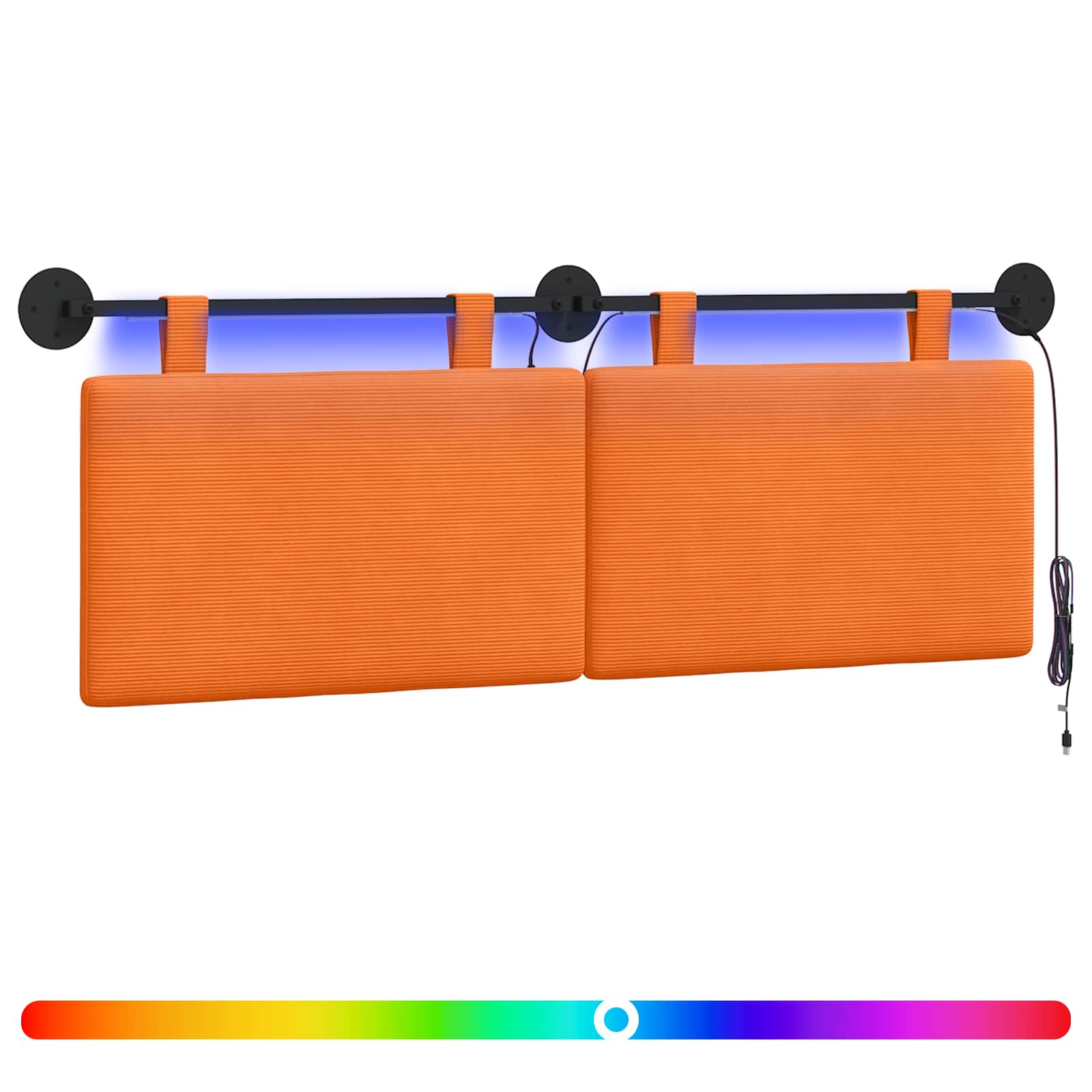 Hängendes Kopfteil Mit LED Licht Orange Cordstoff