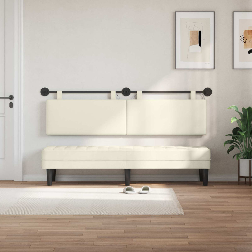 Hängendes Kopfteil Mit LED Licht Creme Cordstoff