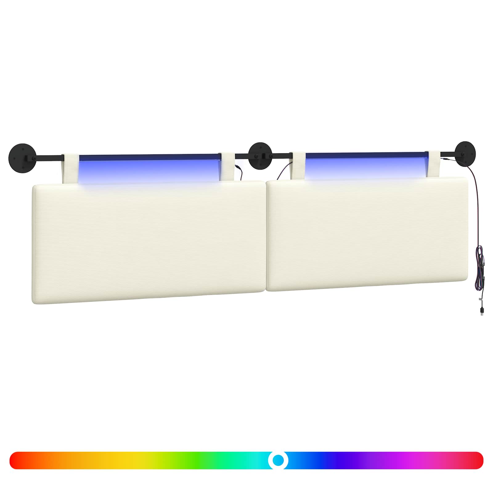 Hängendes Kopfteil Mit LED Licht Creme Cordstoff