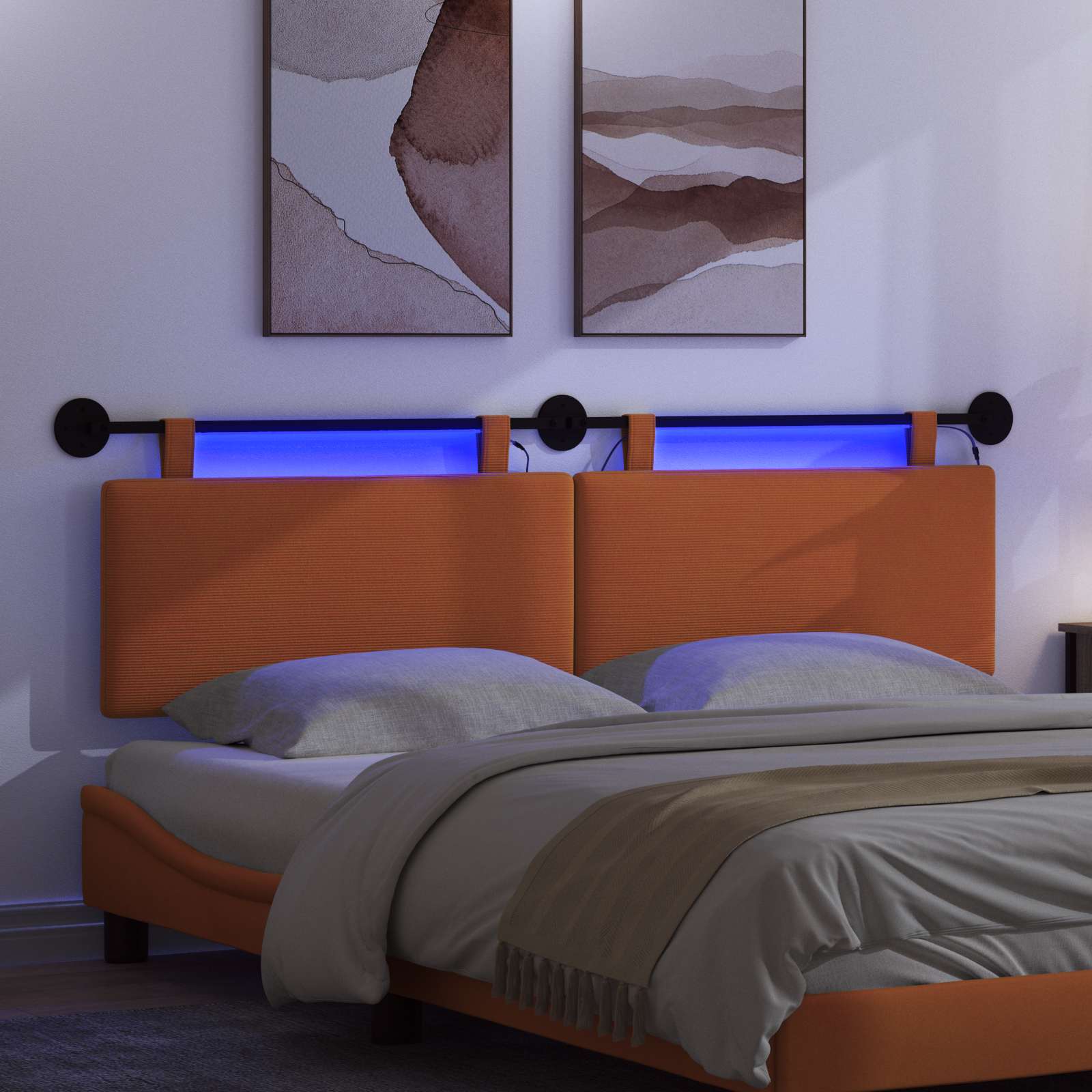 Hängendes Kopfteil Mit LED Licht Orange Cordstoff