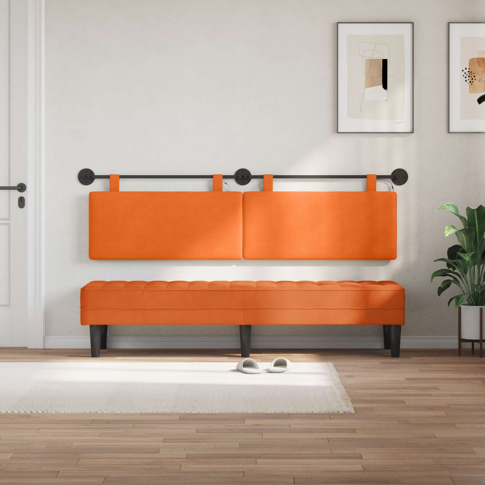 Hängendes Kopfteil Mit LED Licht Orange Cordstoff