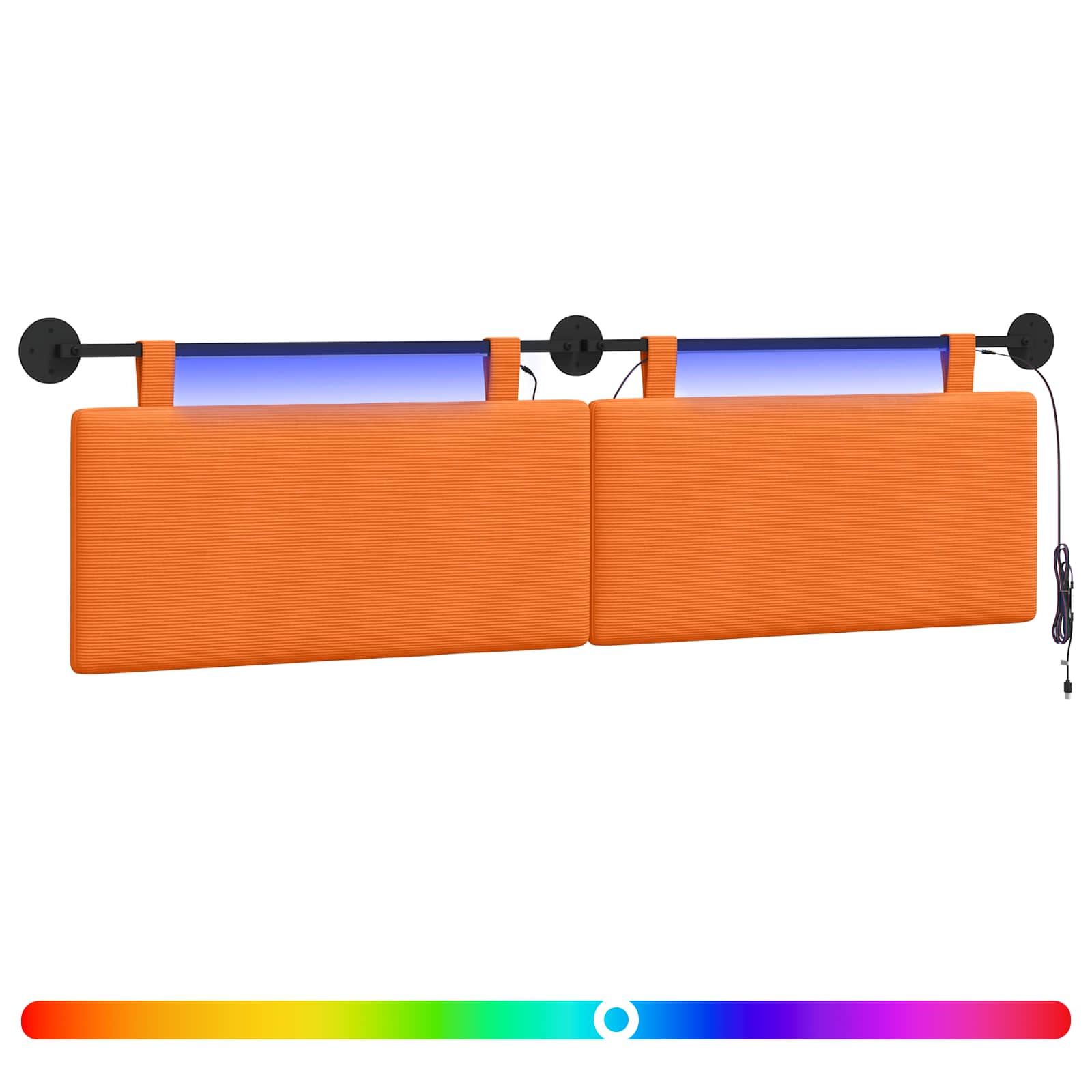 Hängendes Kopfteil Mit LED Licht Orange Cordstoff
