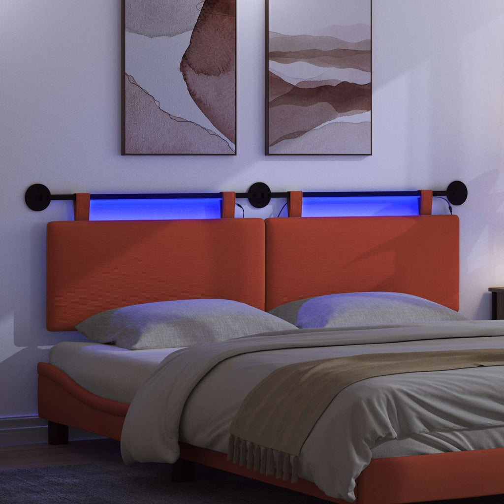 Hängendes Kopfteil Mit LED Licht Rot-Orange Cordstoff