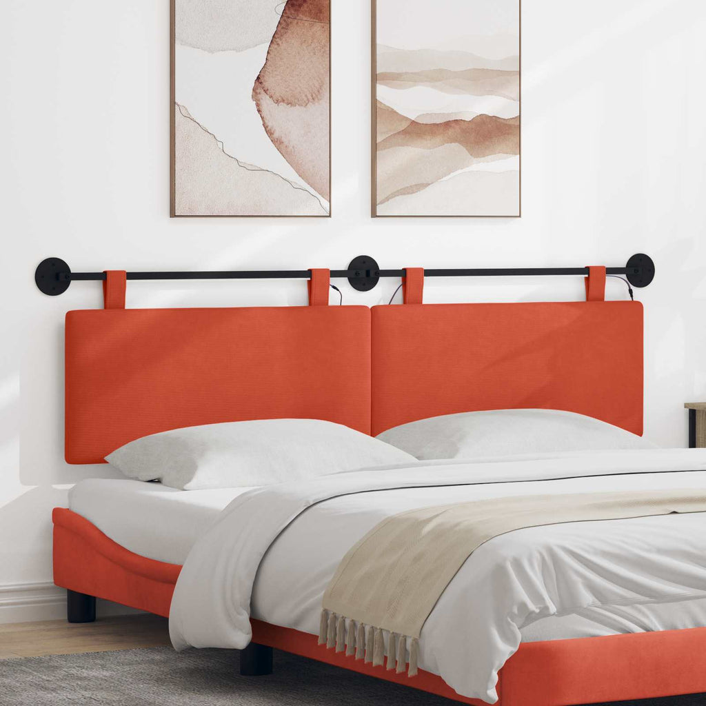 Hängendes Kopfteil Mit LED Licht Rot-Orange Cordstoff