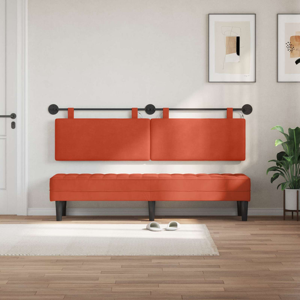 Hängendes Kopfteil Mit LED Licht Rot-Orange Cordstoff