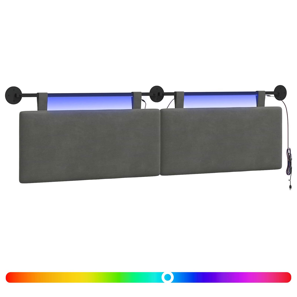 Hängendes Kopfteil Mit LED Licht Dunkelgrau Cordstoff
