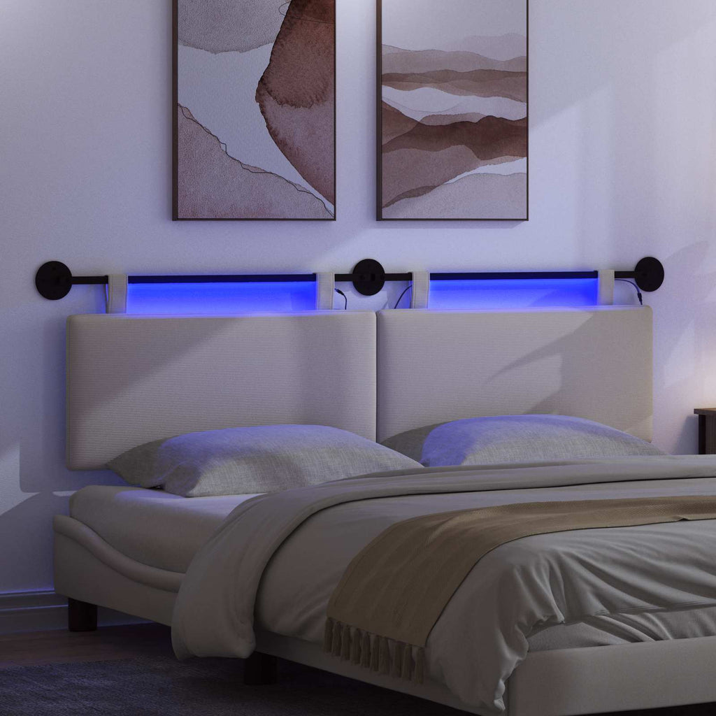 Hängendes Kopfteil Mit LED Licht Creme Cordstoff