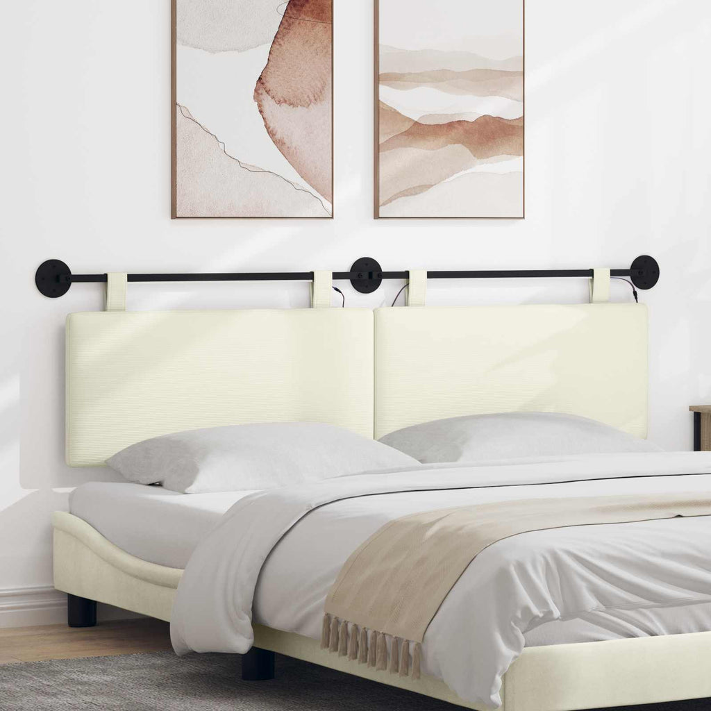 Hängendes Kopfteil Mit LED Licht Creme Cordstoff