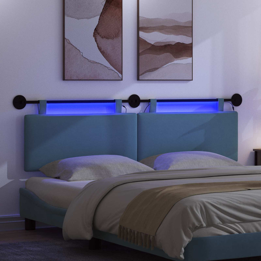 Hängendes Kopfteil Mit LED Licht Blau Cordstoff