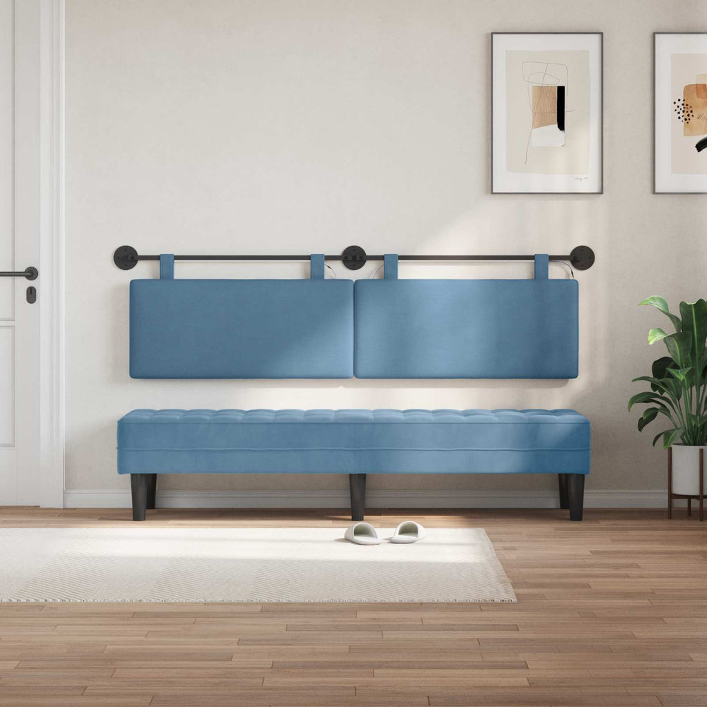 Hängendes Kopfteil Mit LED Licht Blau Cordstoff