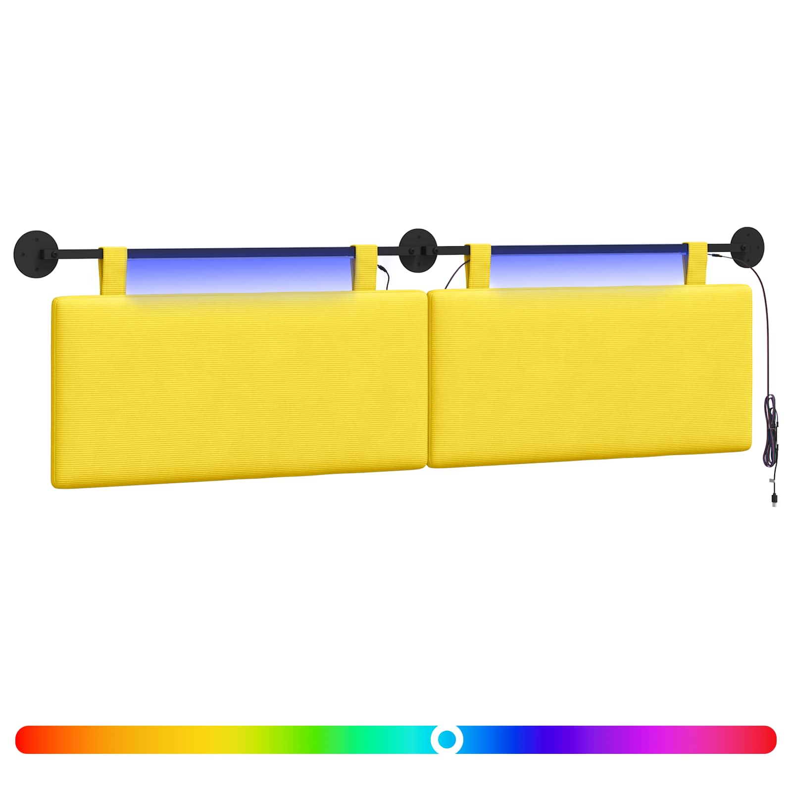 Hängendes Kopfteil Mit LED Licht Helles Gelb Cordstoff