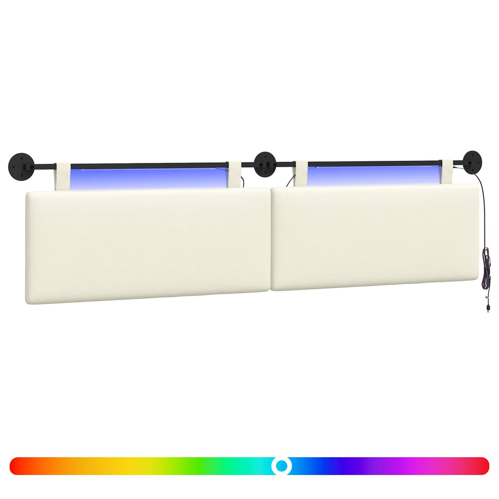 Hängendes Kopfteil Mit LED Licht Creme Cordstoff