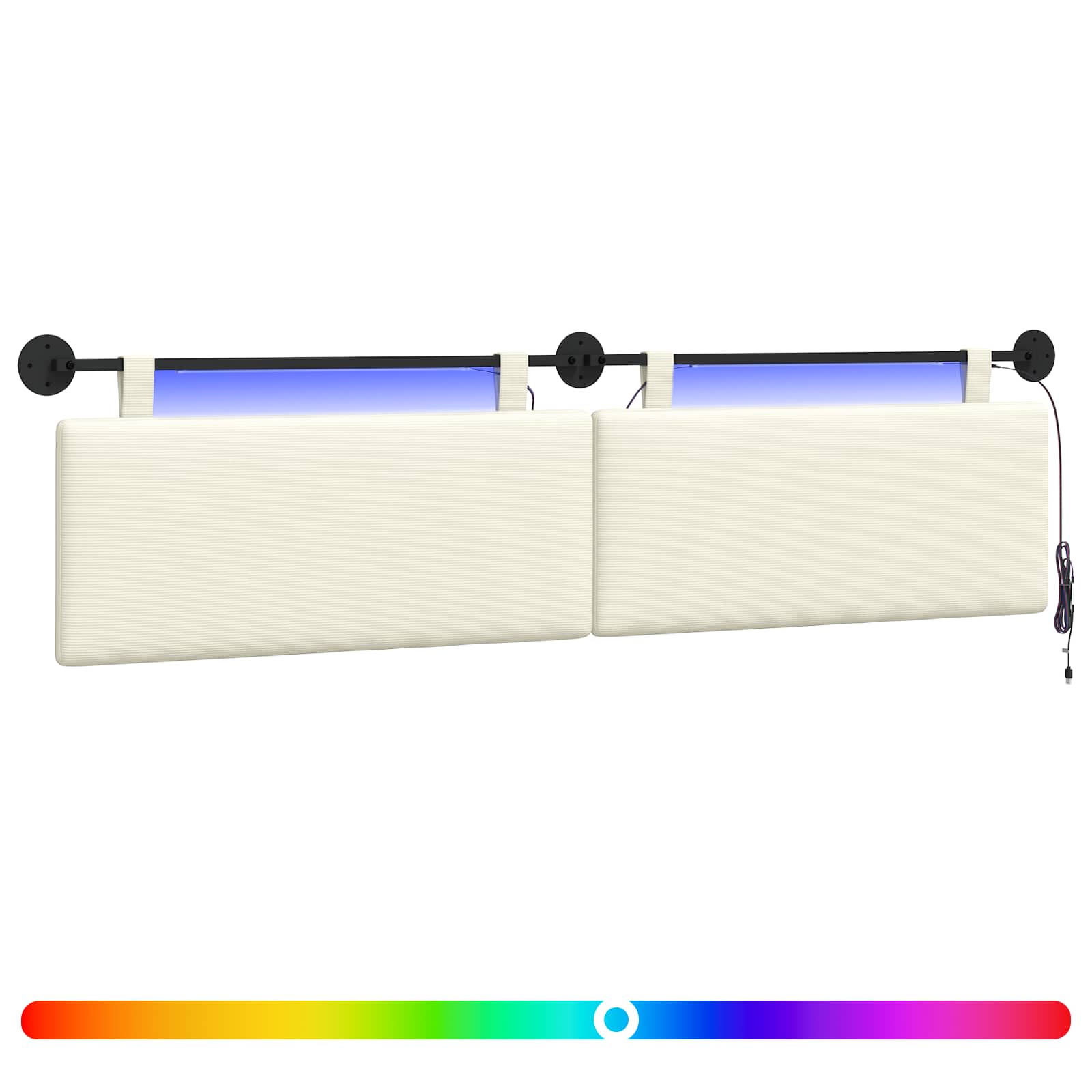 Hängendes Kopfteil Mit LED Licht Creme Cordstoff
