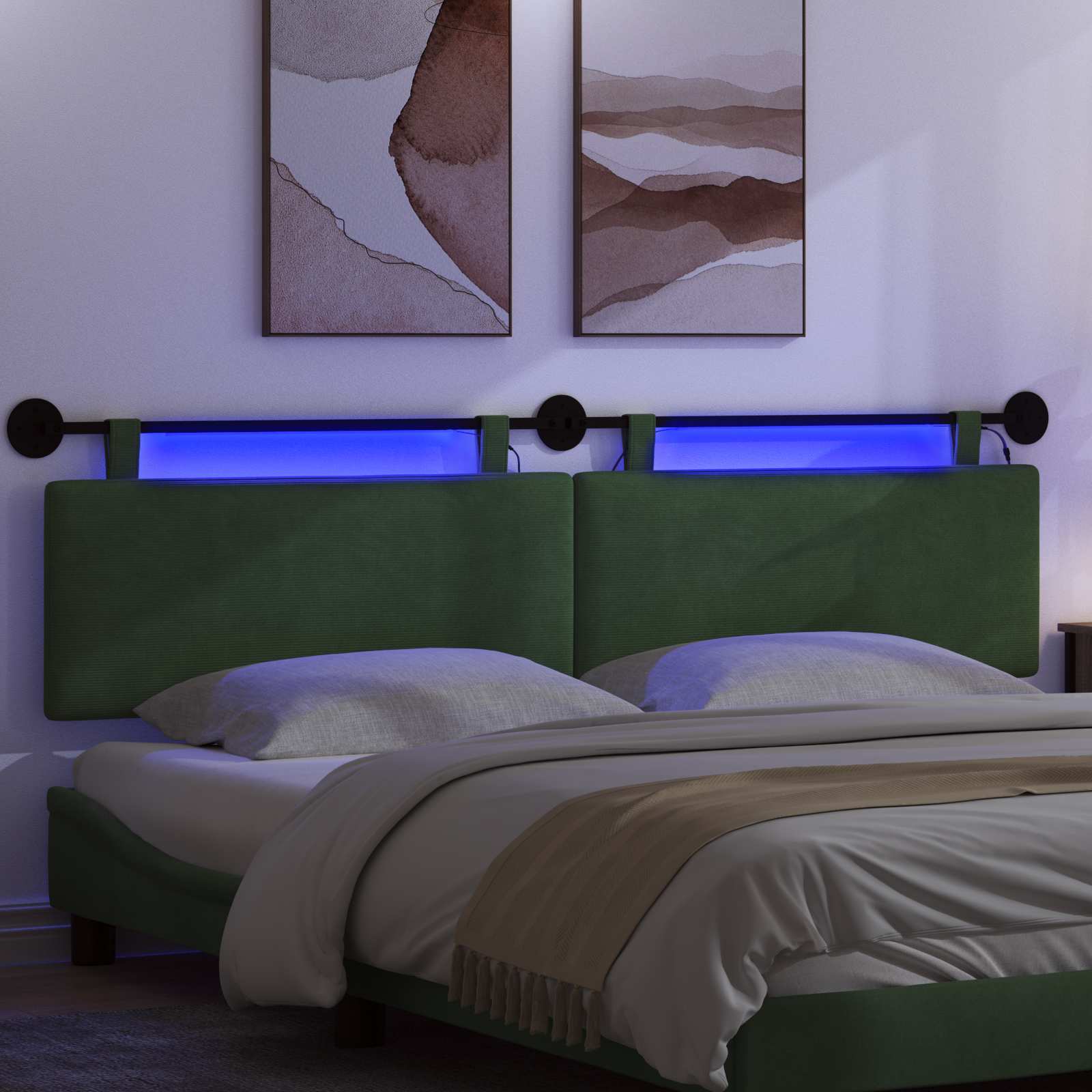 Hängendes Kopfteil Mit LED Licht Dschungelgrün Cordstoff
