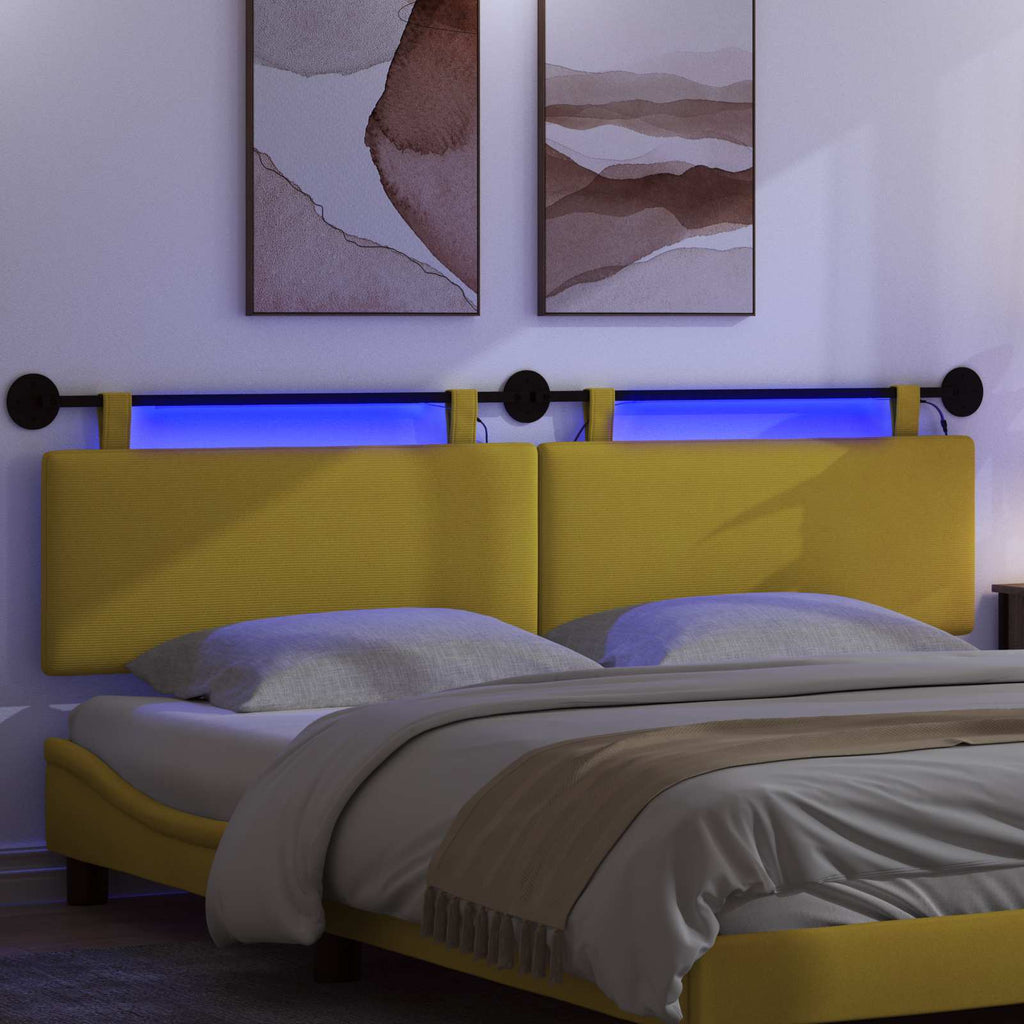 Hängendes Kopfteil Mit LED Licht Helles Gelb Cordstoff