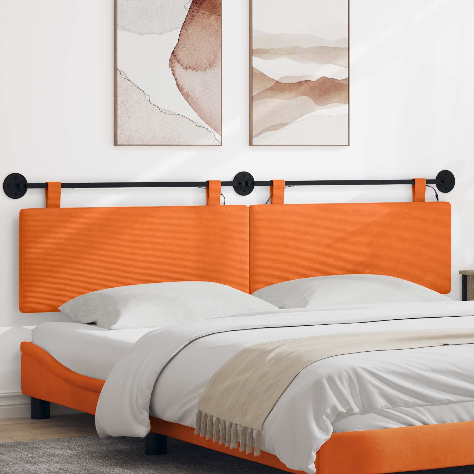 Hängendes Kopfteil Mit LED Licht Orange Cordstoff