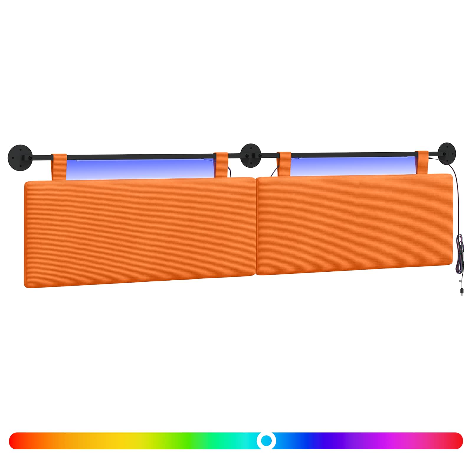 Hängendes Kopfteil Mit LED Licht Orange Cordstoff