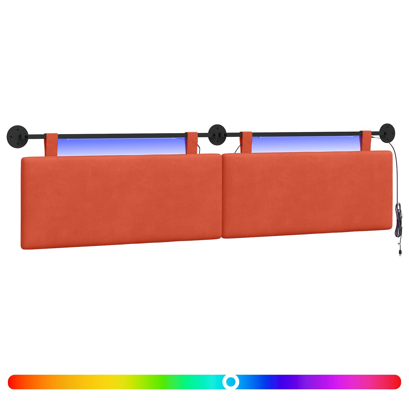 Hängendes Kopfteil Mit LED Licht Rot-Orange Cordstoff