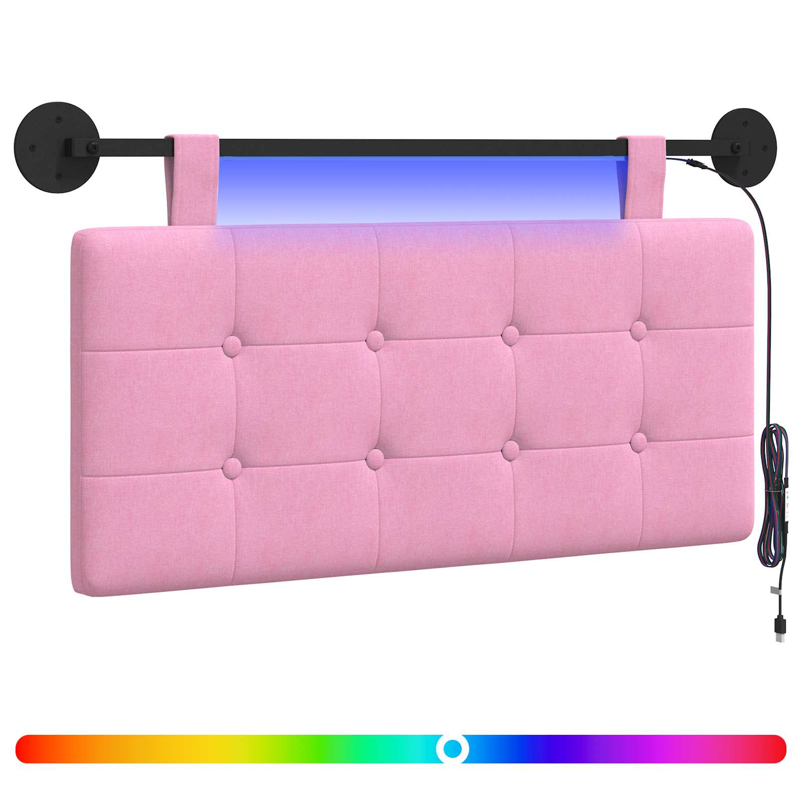 Hängendes Kopfteil Mit LED Licht Rosa Stoff