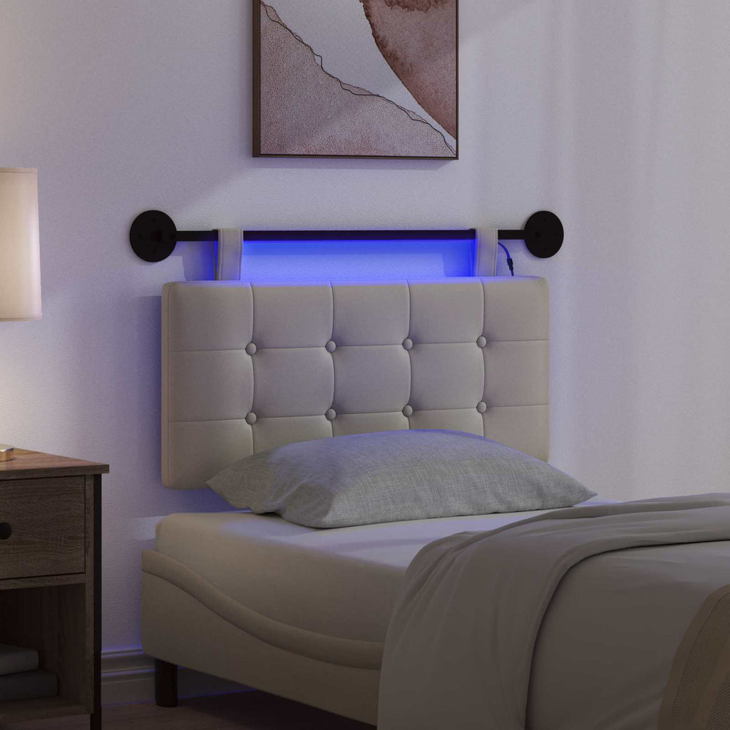Hängendes Kopfteil Mit LED Licht Creme Kunstleder