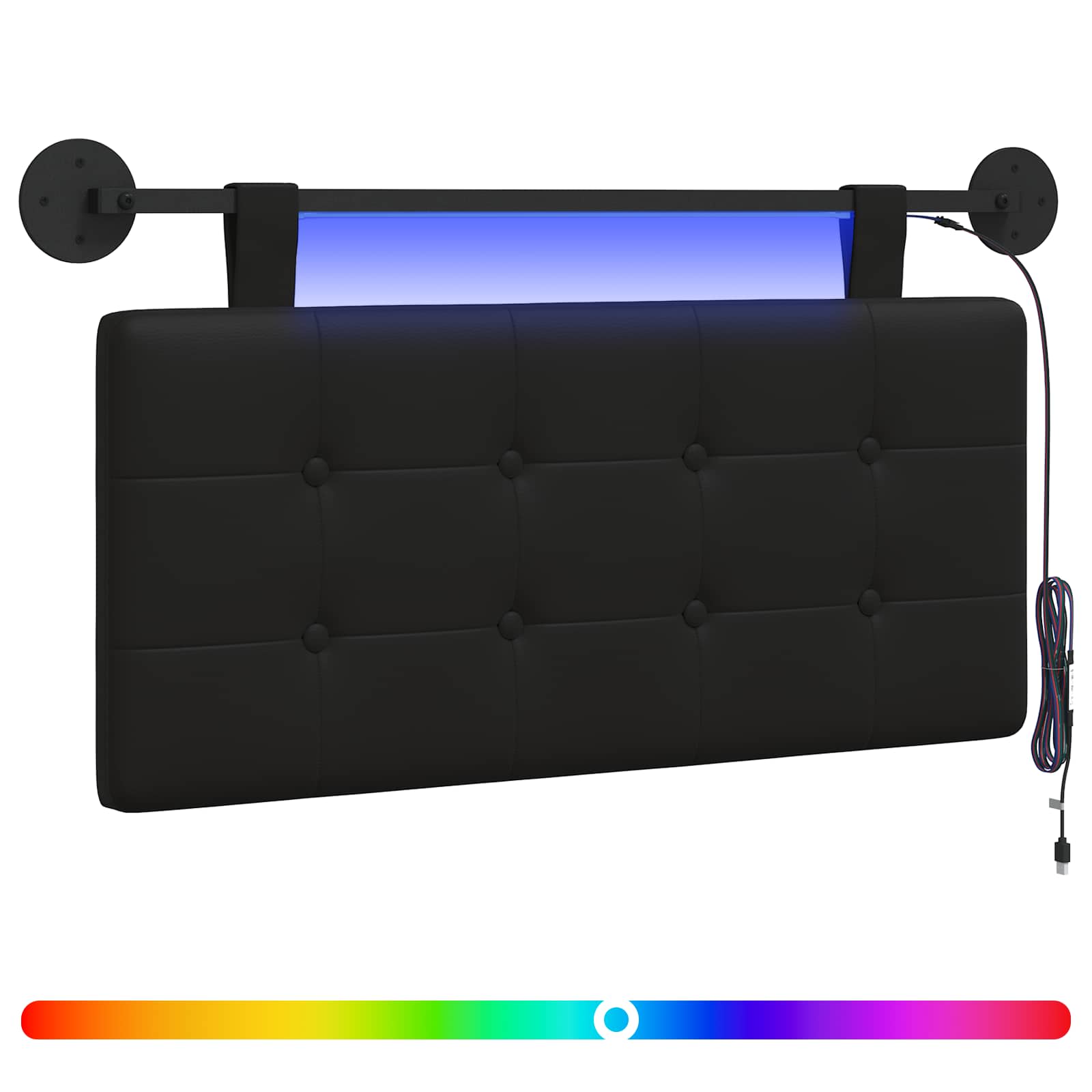 Hängendes Kopfteil Mit LED Licht Schwarz Kunstleder
