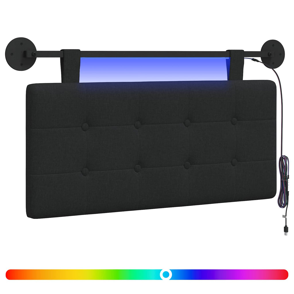 Hängendes Kopfteil Mit LED Licht Schwarz Stoff