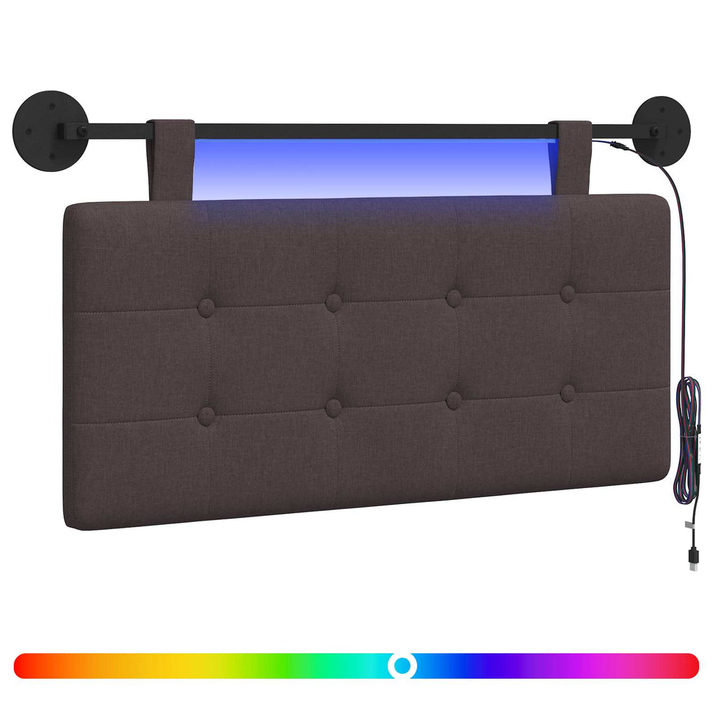 Hängendes Kopfteil Mit LED Licht Dunkelbraun Stoff