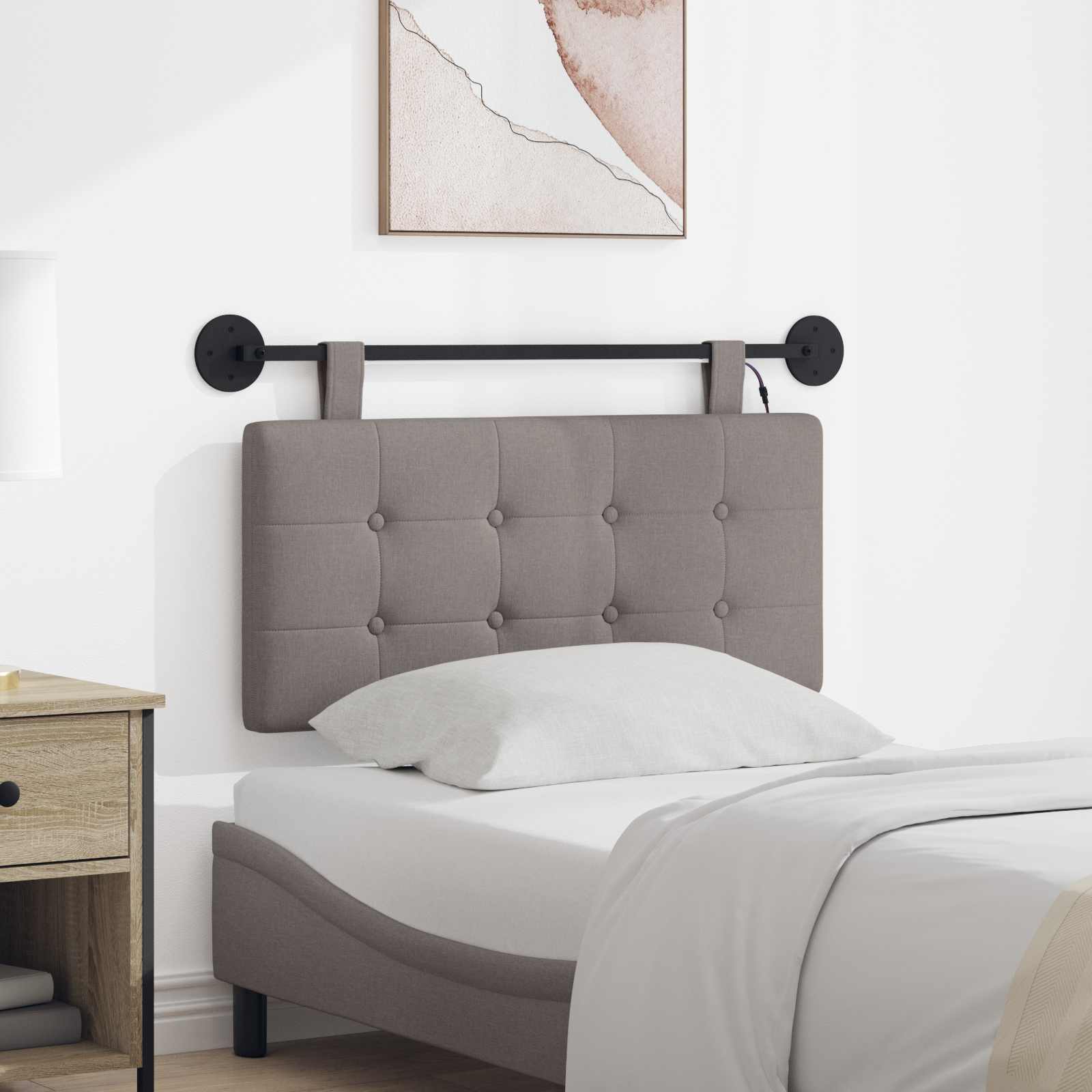 Hängendes Kopfteil Mit LED Licht Taupe Stoff