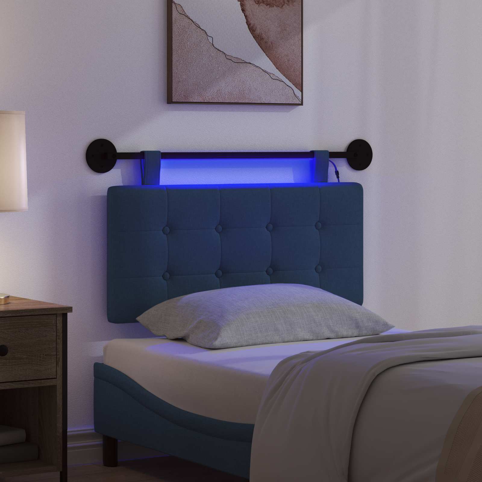 Hängendes Kopfteil Mit LED Licht Blau Stoff