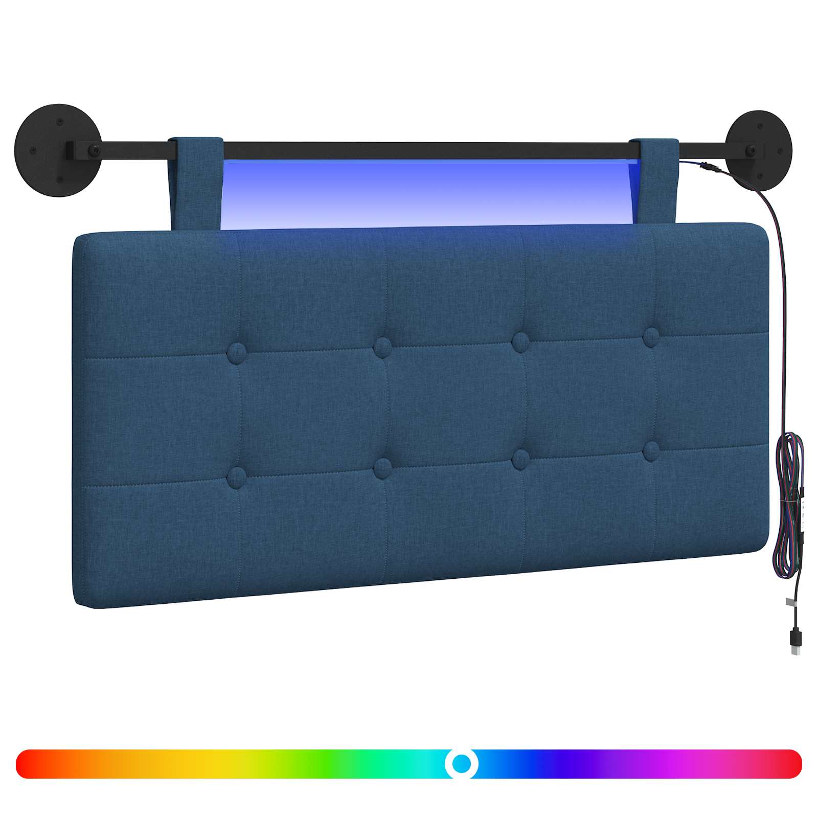 Hängendes Kopfteil Mit LED Licht Blau Stoff