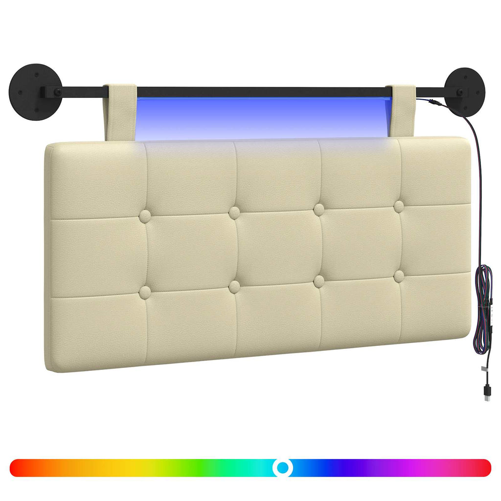 Hängendes Kopfteil Mit LED Licht Creme Kunstleder