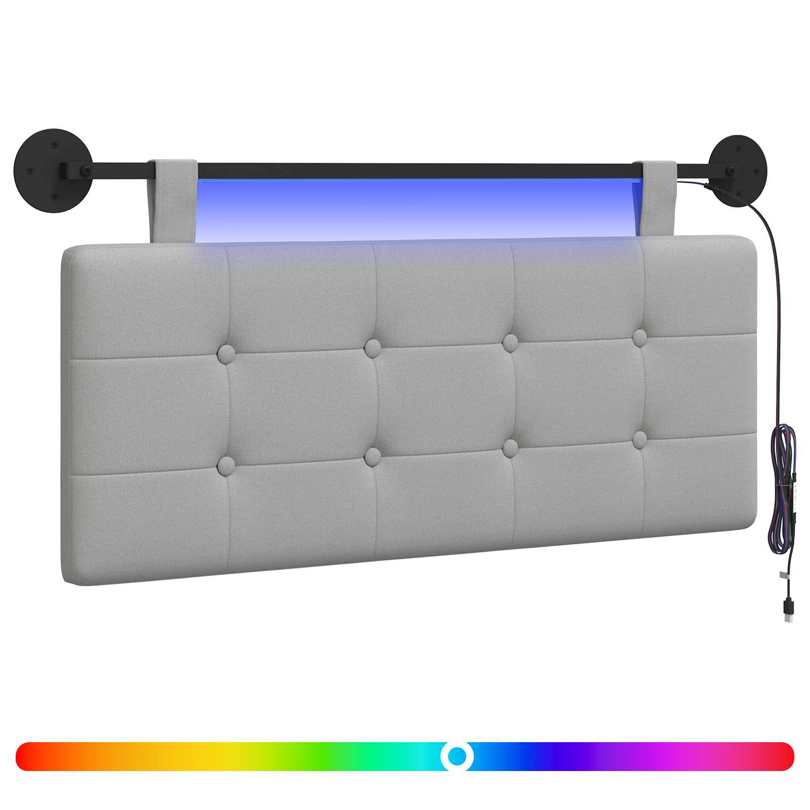 Hängendes Kopfteil Mit LED Licht Wolkengrau Stoff