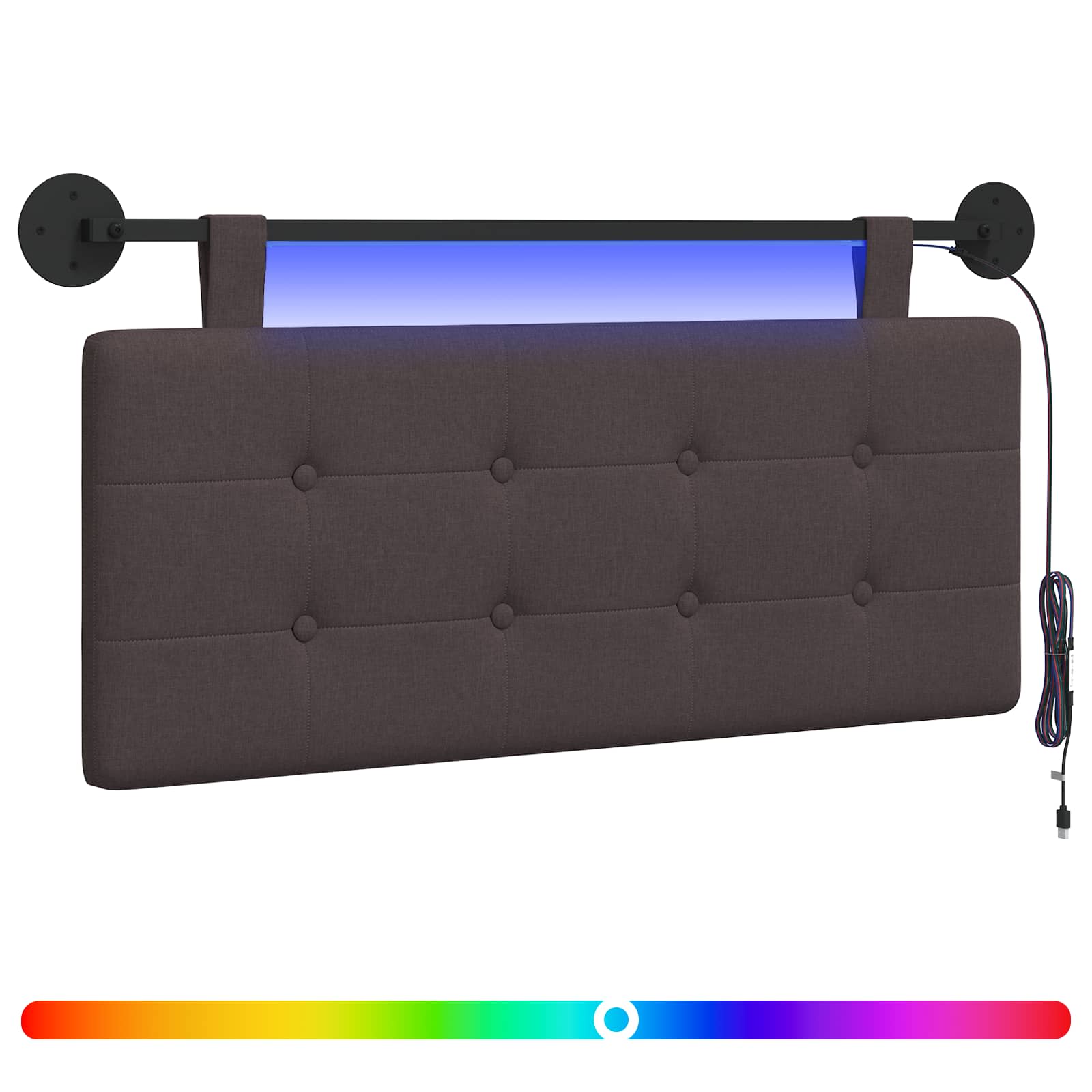 Hängendes Kopfteil Mit LED Licht Dunkelbraun Stoff
