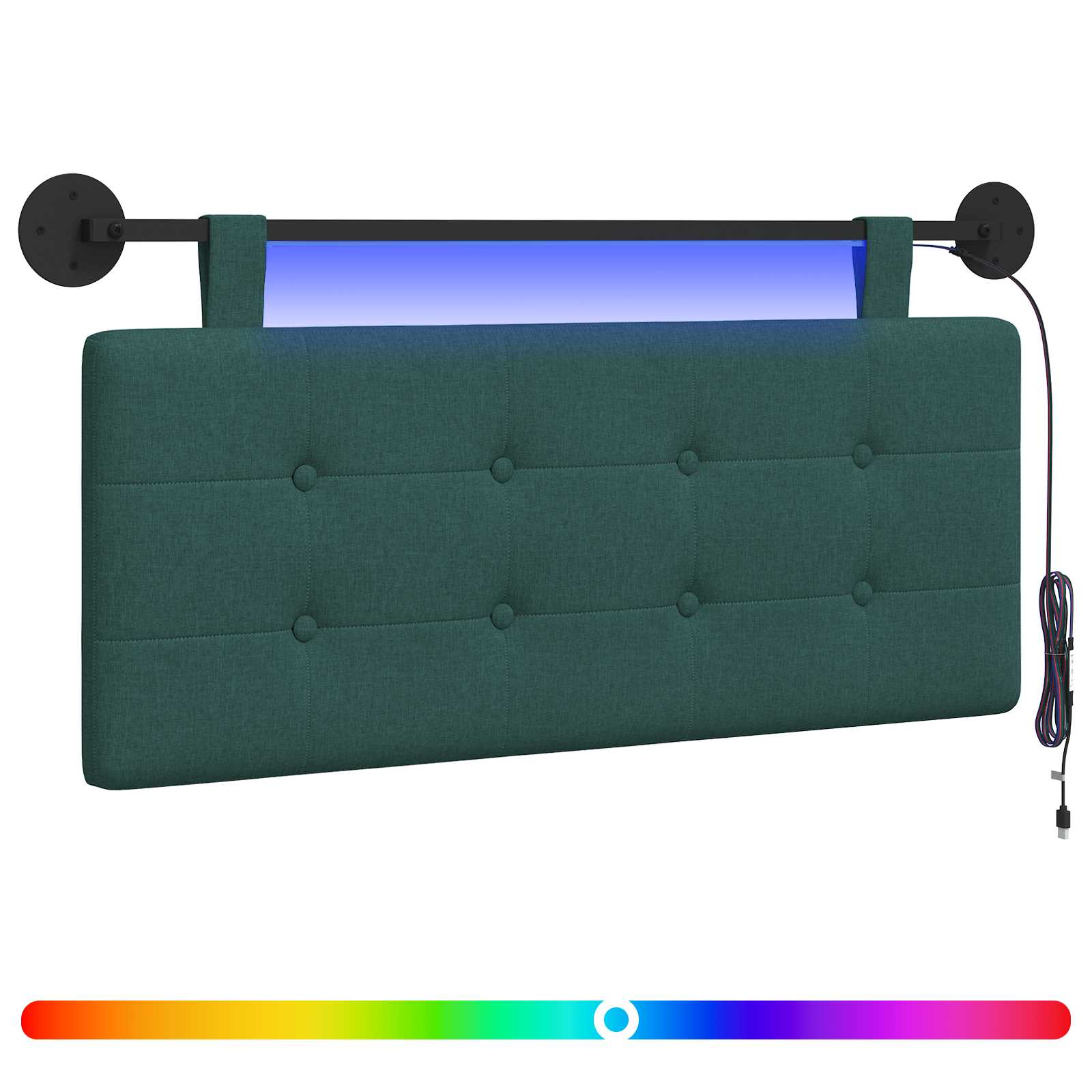 Hängendes Kopfteil Mit LED Licht Dunkelgrün Stoff