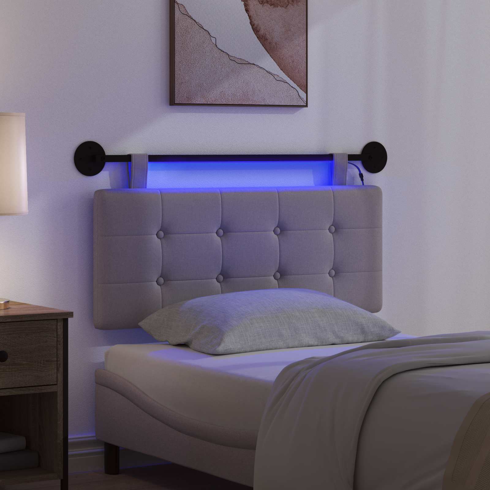 Hängendes Kopfteil Mit LED Licht Taupe Stoff