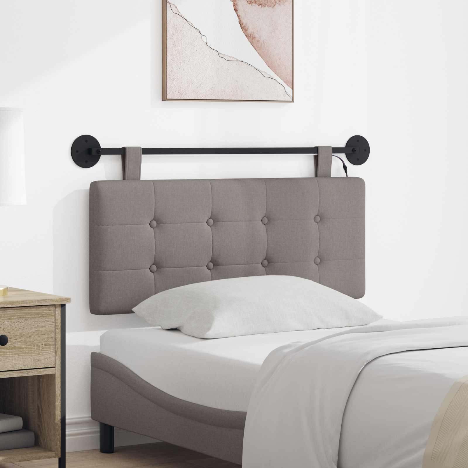 Hängendes Kopfteil Mit LED Licht Taupe Stoff