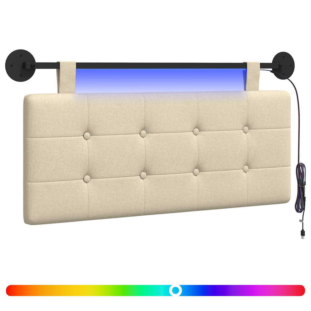 Hängendes Kopfteil Mit LED Licht Creme Stoff