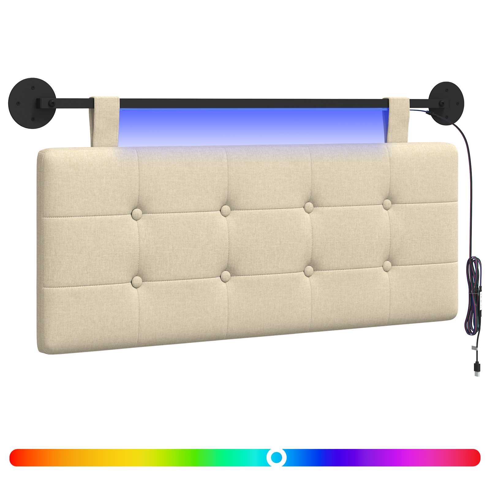 Hängendes Kopfteil Mit LED Licht Creme Stoff