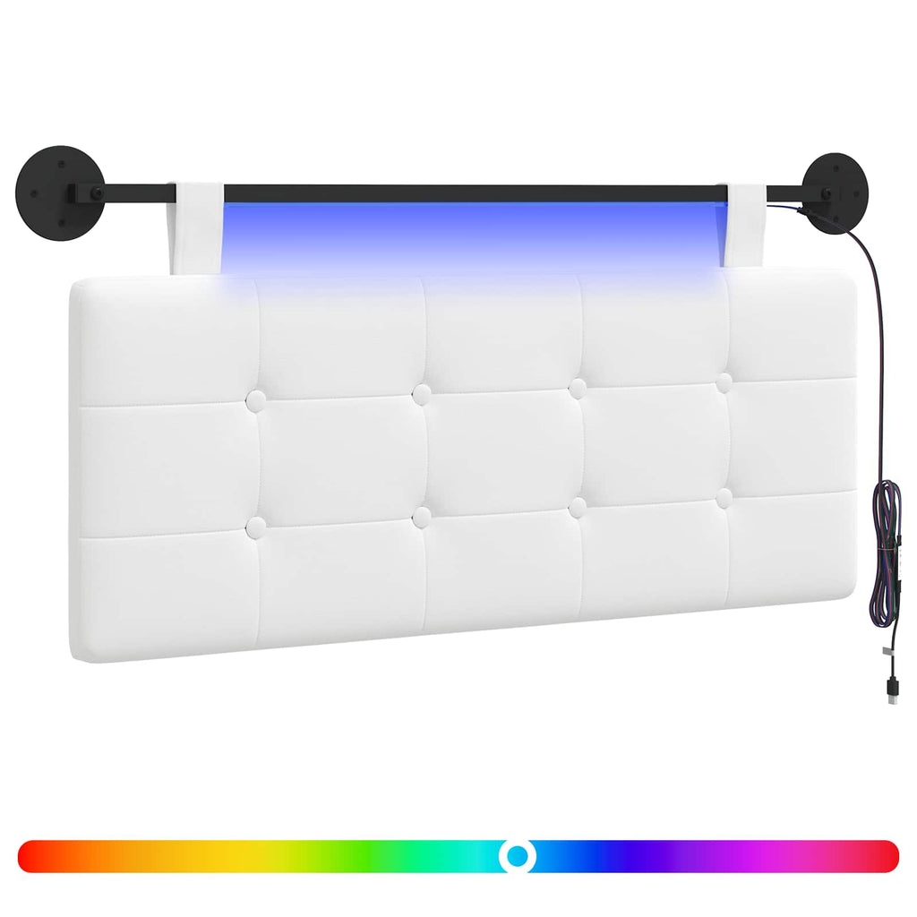 Hängendes Kopfteil Mit LED Licht Weiß Stoff