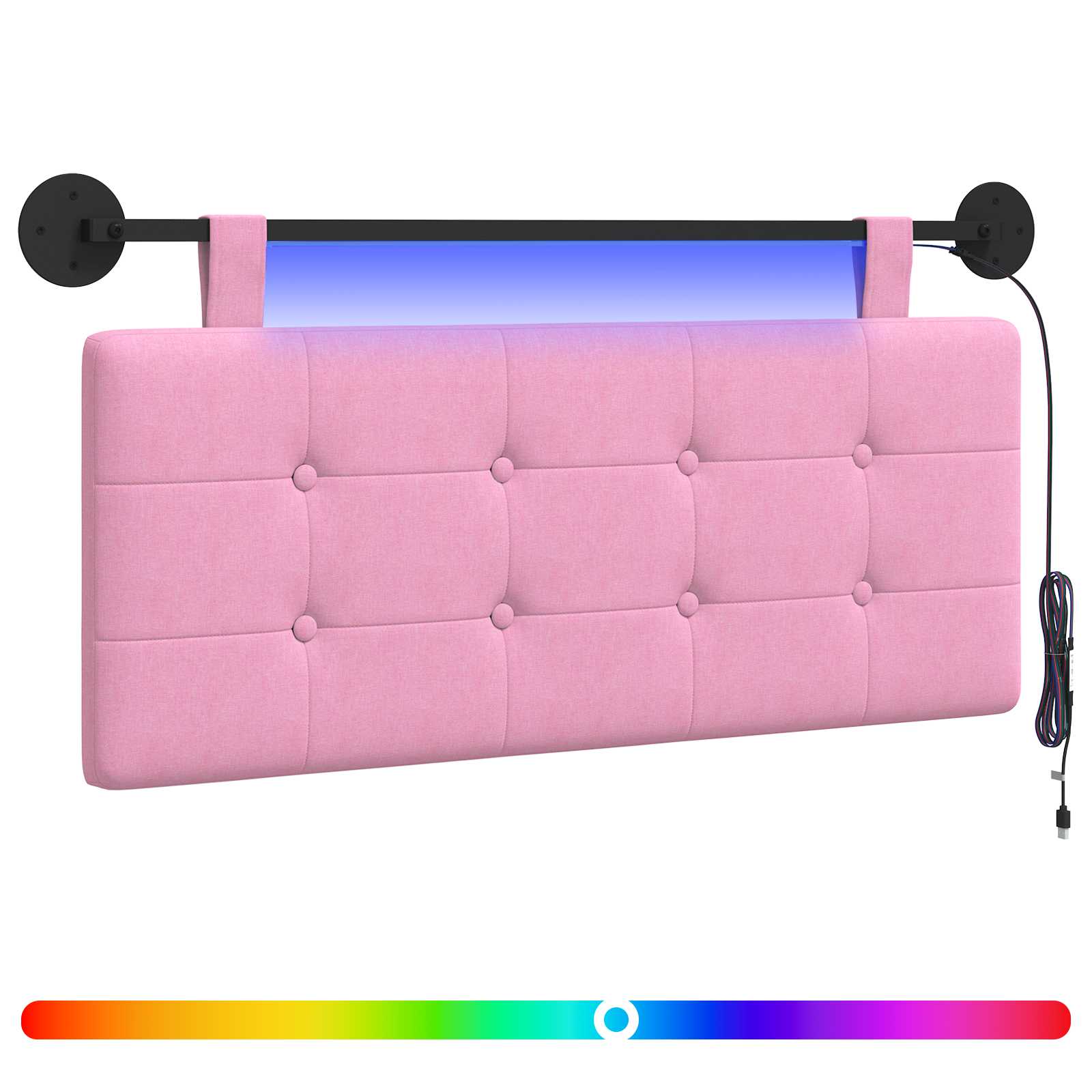 Hängendes Kopfteil Mit LED Licht Rosa Stoff