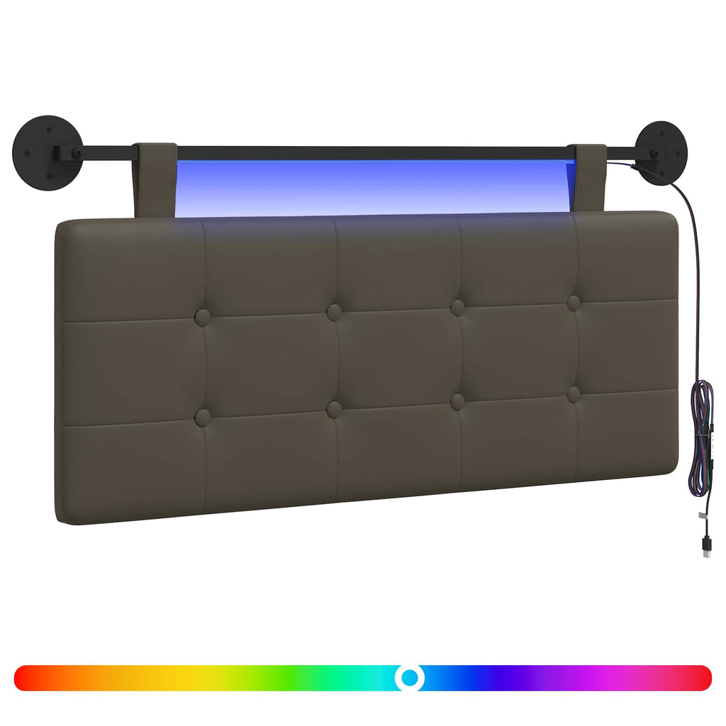 Hängendes Kopfteil Mit LED Licht Grau Kunstleder
