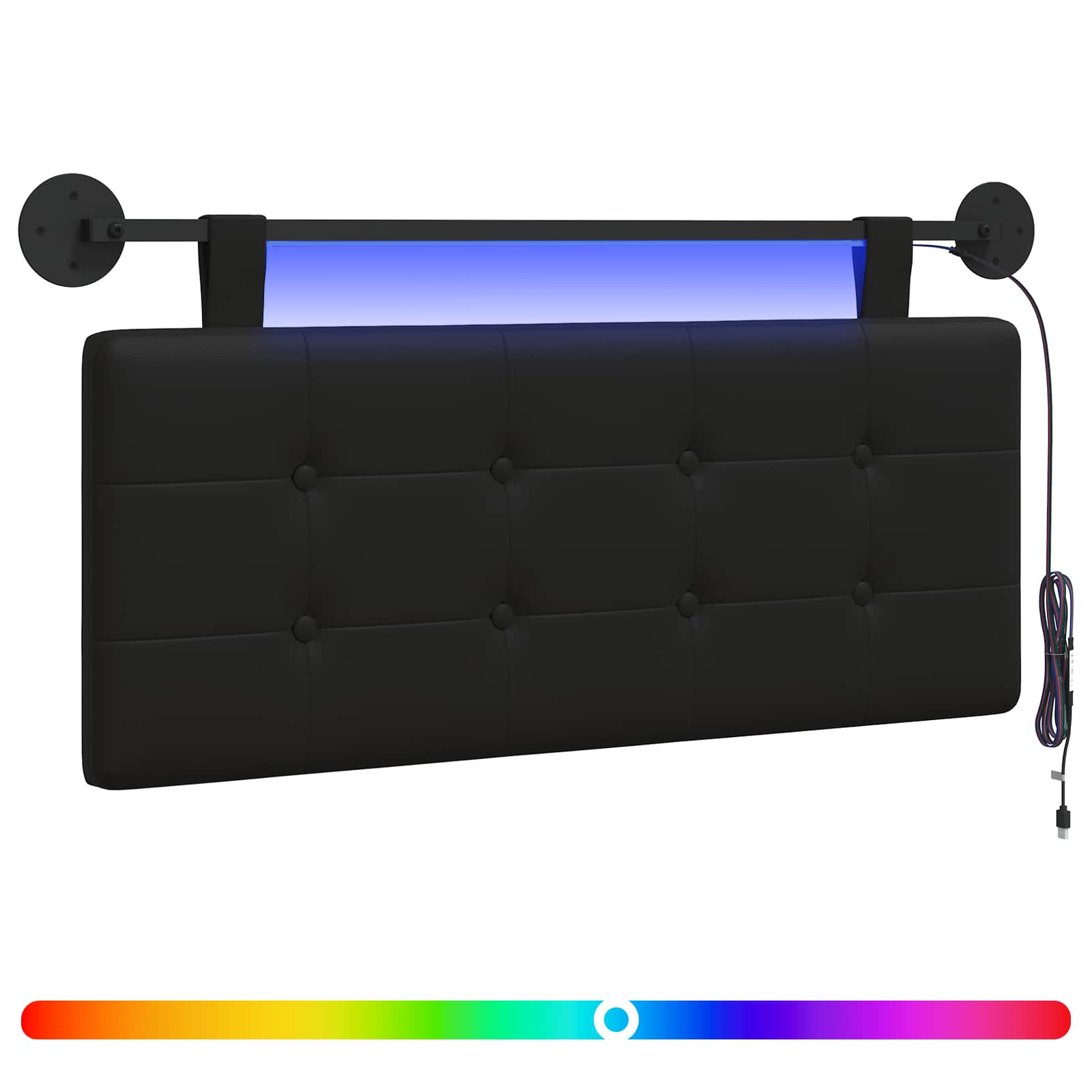 Hängendes Kopfteil Mit LED Licht Schwarz Kunstleder